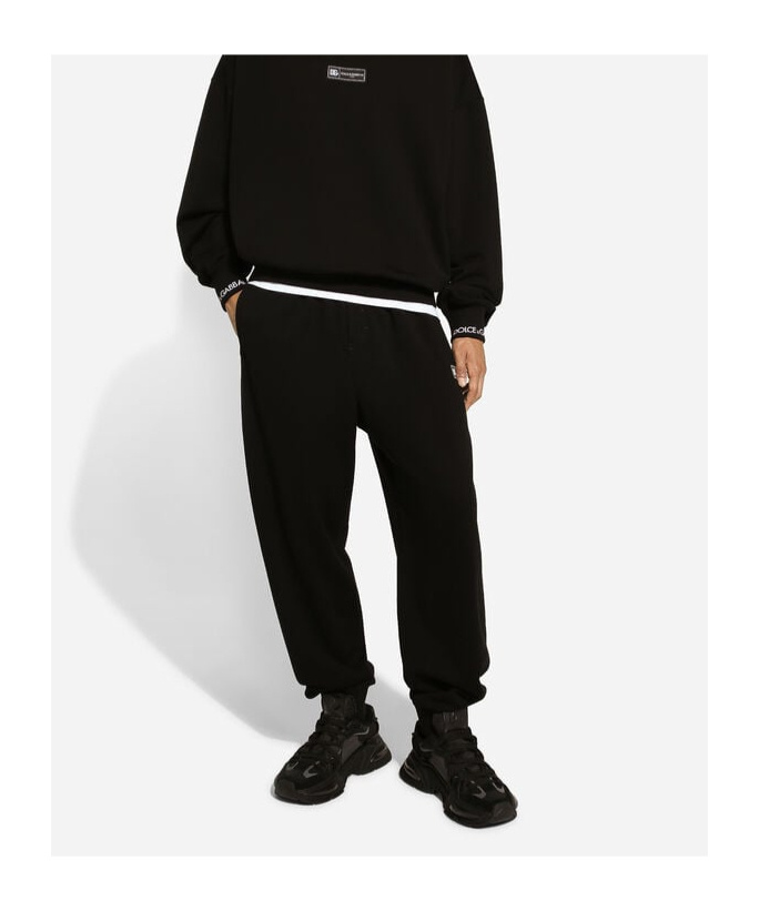 Dolce & Gabbana Logo-waistband Drawstring Track Pants In Black