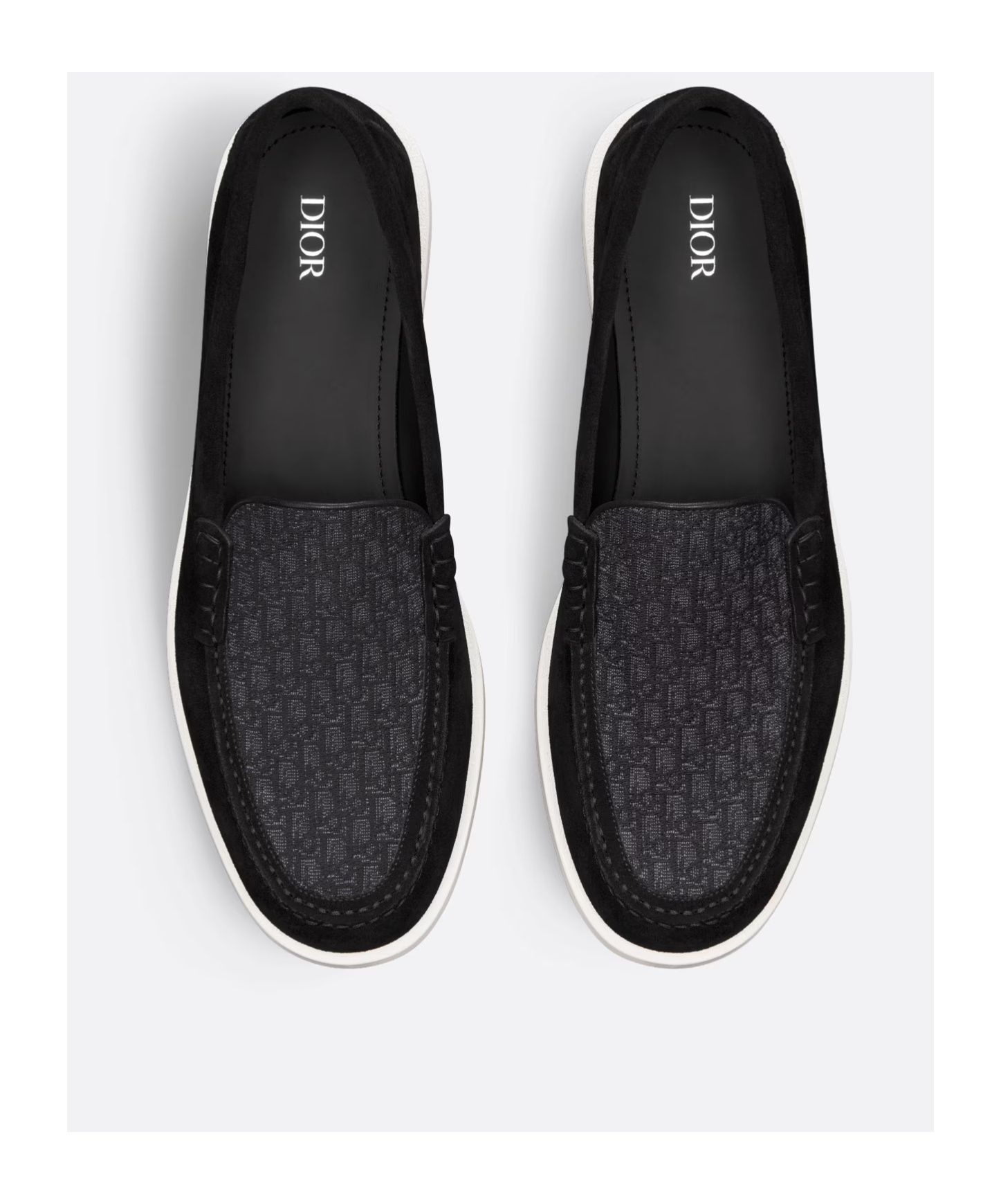 Dior Slip-on Loafer Slippers With Textured Sole In Black
