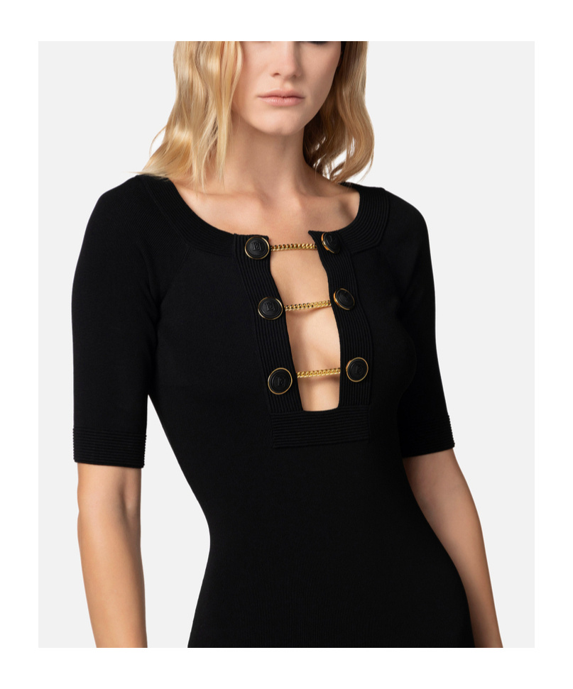 Shop Elisabetta Franchi Decorative-buttons Minidress In Black