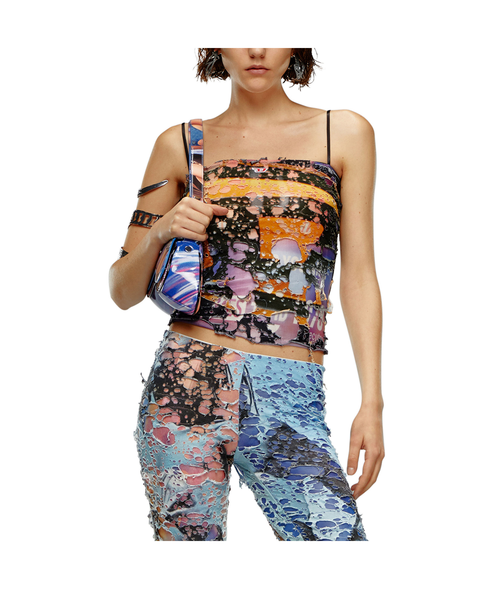 Diesel Deep Black Cotton Top In Multicolor