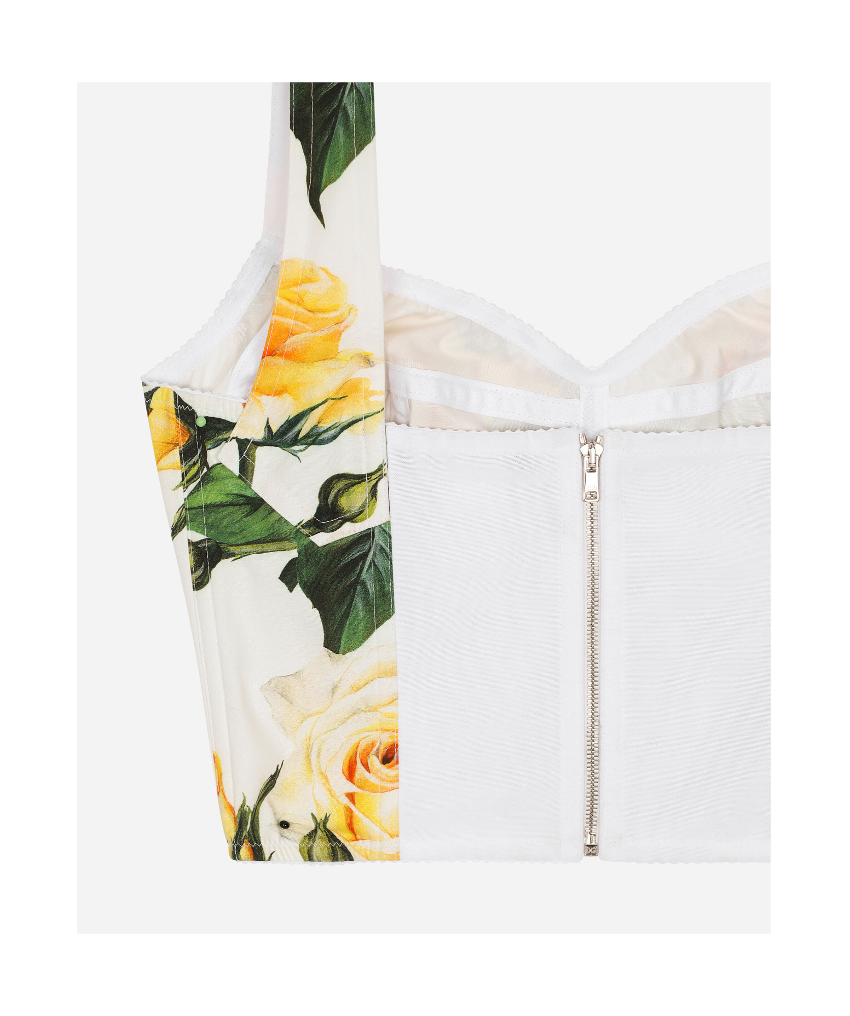 Dolce & Gabbana All-over Print Top Bustier In Yellow