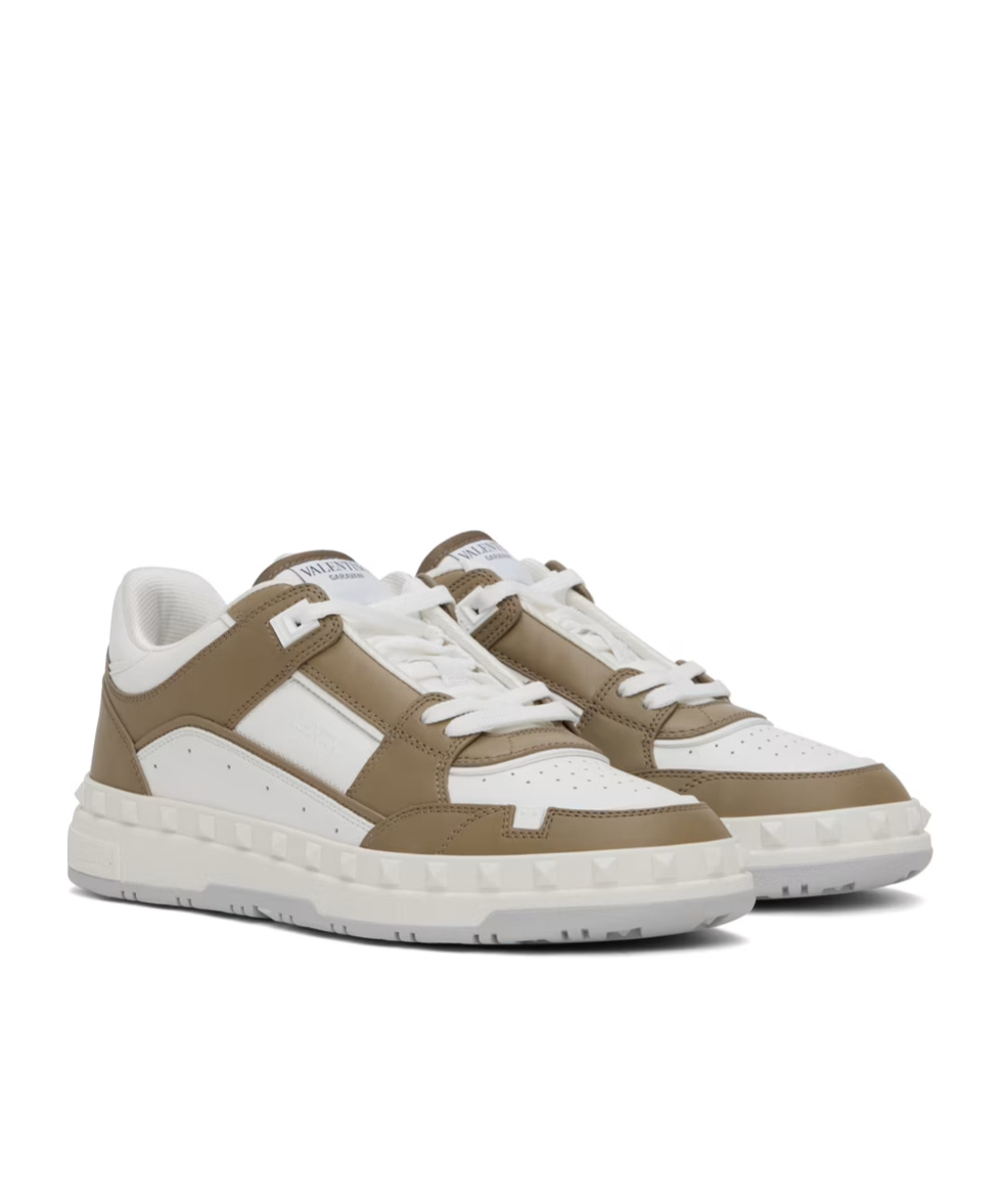 Valentino Freedots Leather Sneakers In White