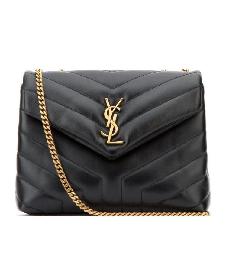 Saint Laurent Loulou Matelassé Small Shoulder Bag In Black