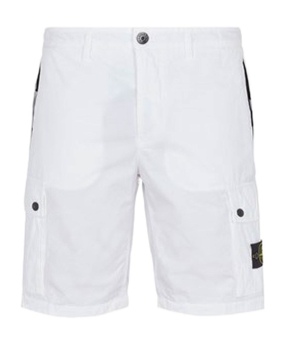 Shop Stone Island Compass-badge Cargo Shorts In White