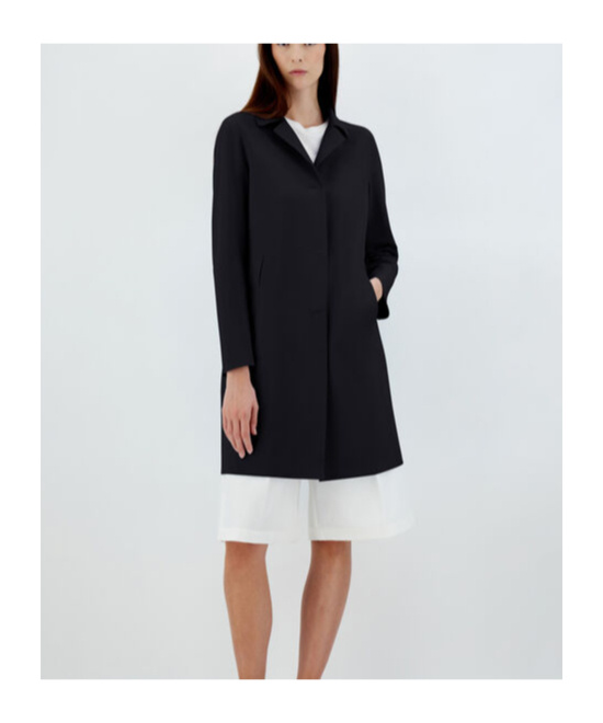 Herno Stretch Jersey Coat With Laser Cut Detailing In Black