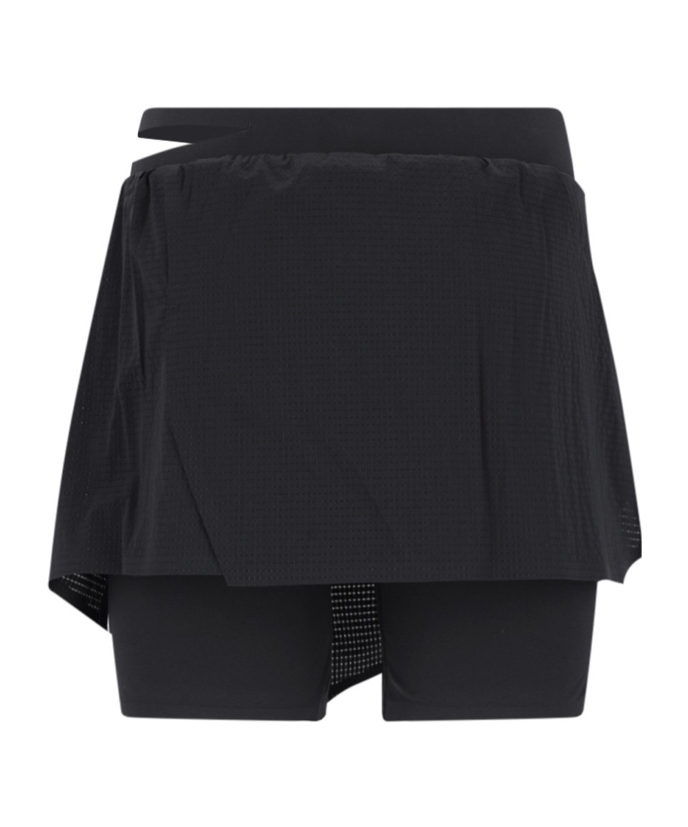 Y-3 Logo-printed Mesh Skort In Black