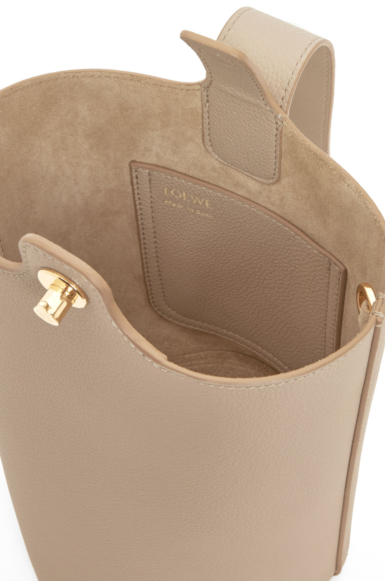 Loewe Mini Pebble Bucket Bag In Soft Grained Calfskin In Nude
