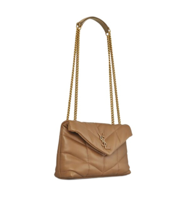 Saint Laurent Small Puffer Leather Shoulder Bag In Brown