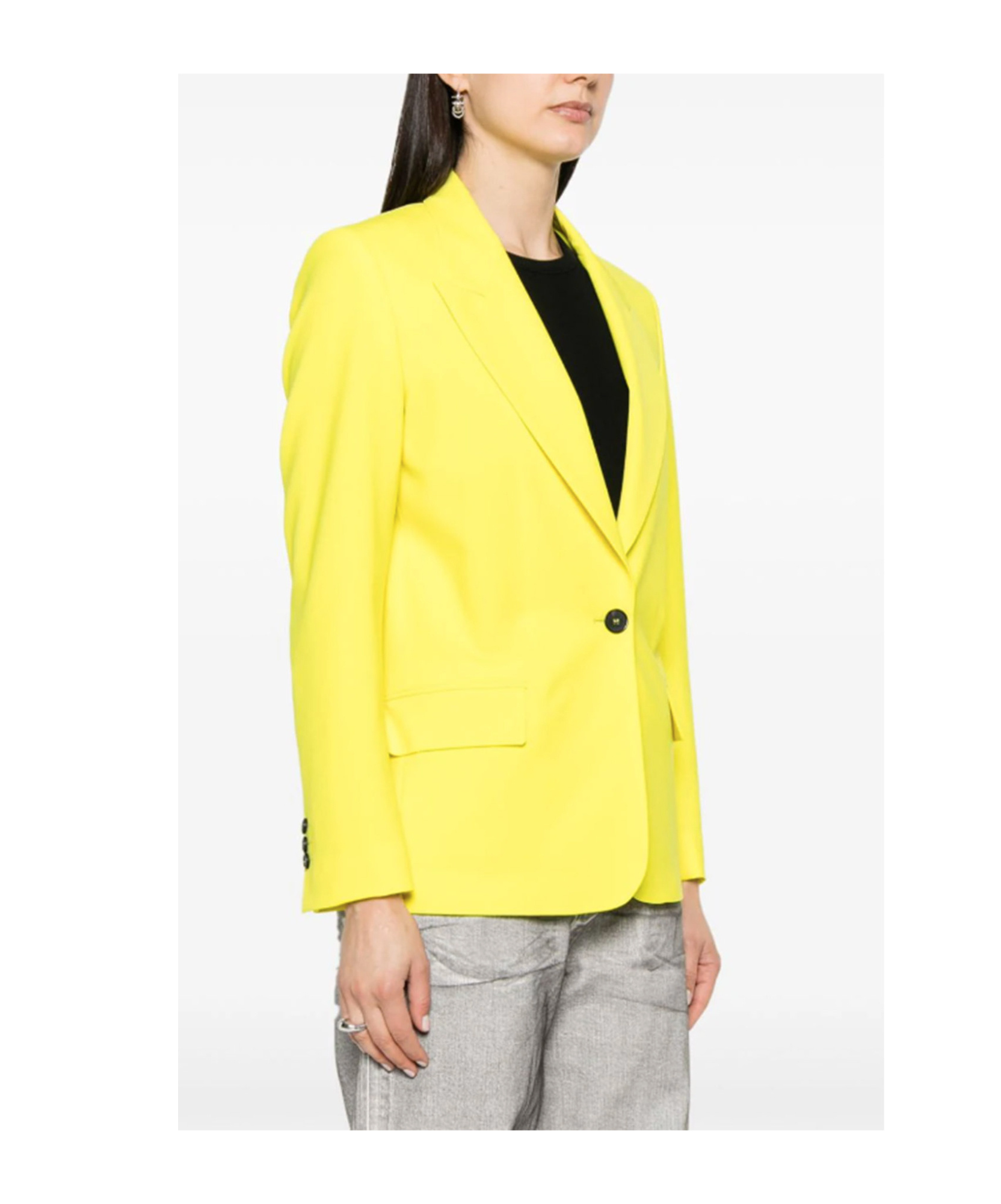 Msgm Stretch Cotton Blazer With Peak Lapels In Yellow