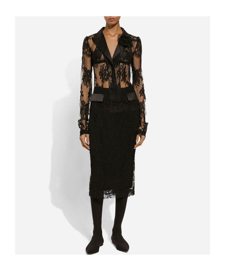 Dolce & Gabbana Tulle Sheer Midi Skirt In Black
