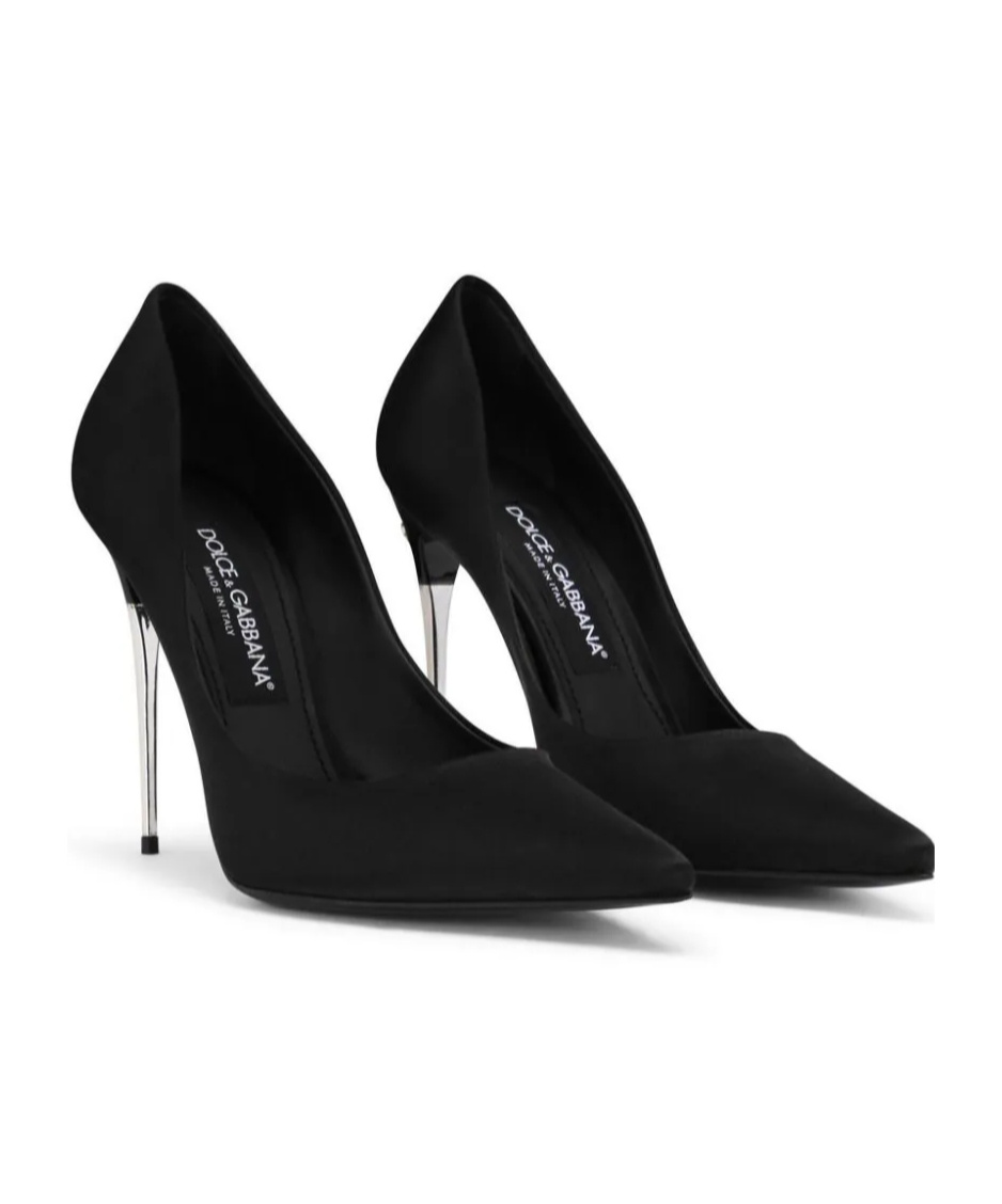 Dolce & Gabbana Silk Satin Pointed Toe Pumps With Transparent Stiletto Heel In Black