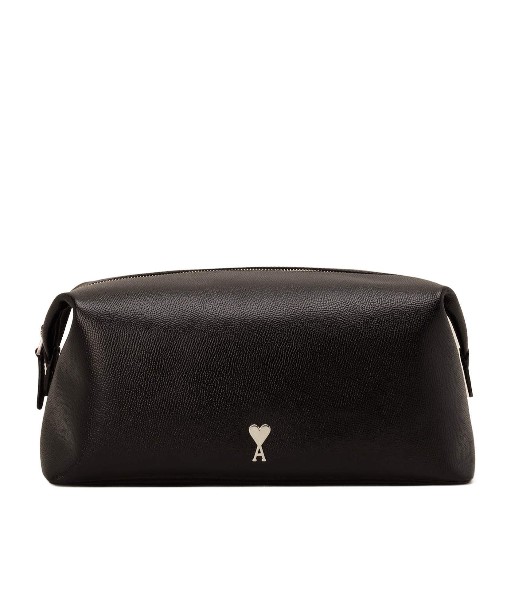 Ami Alexandre Mattiussi Ami Logo Plaque Zip-up Toilet Pouch In Black