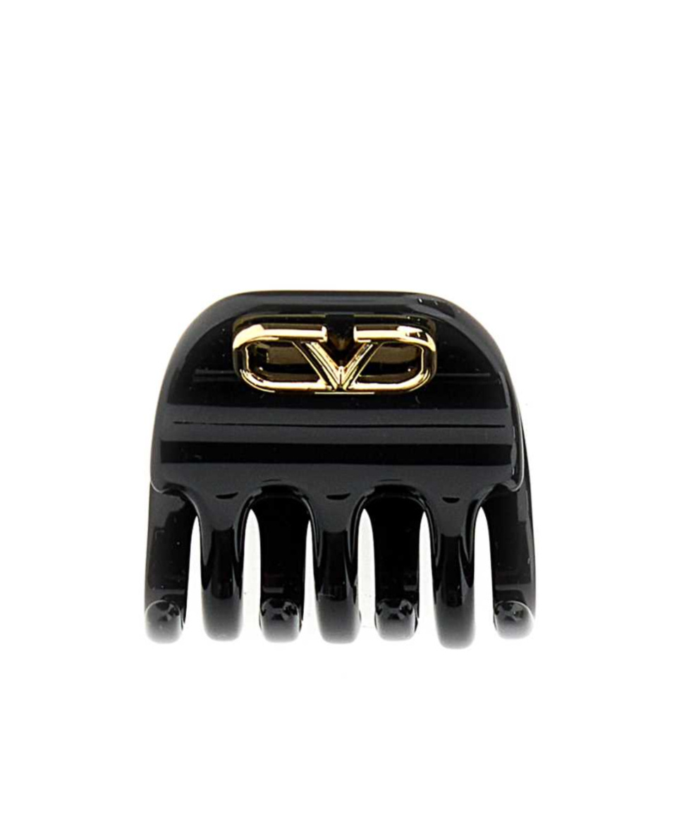 Valentino Vlogo High-shine Hair Clip In Black