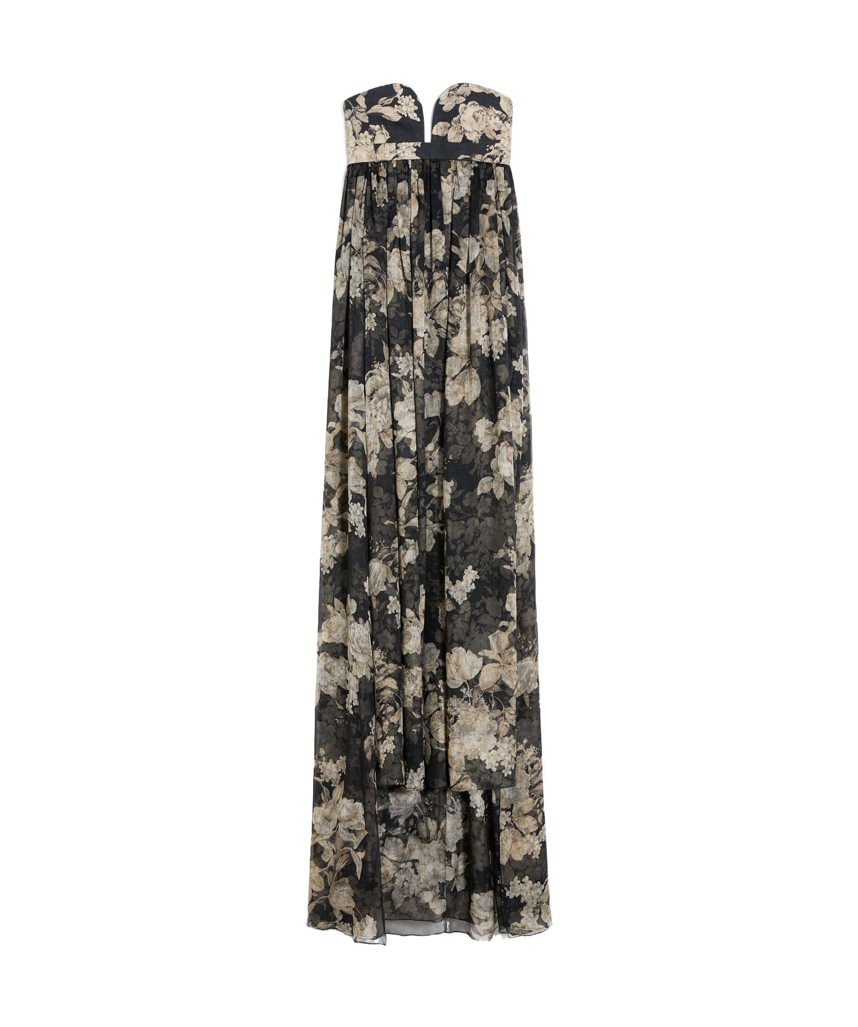 Max Mara Acerbo Strapless Floral Silk-chiffon Gown In Black