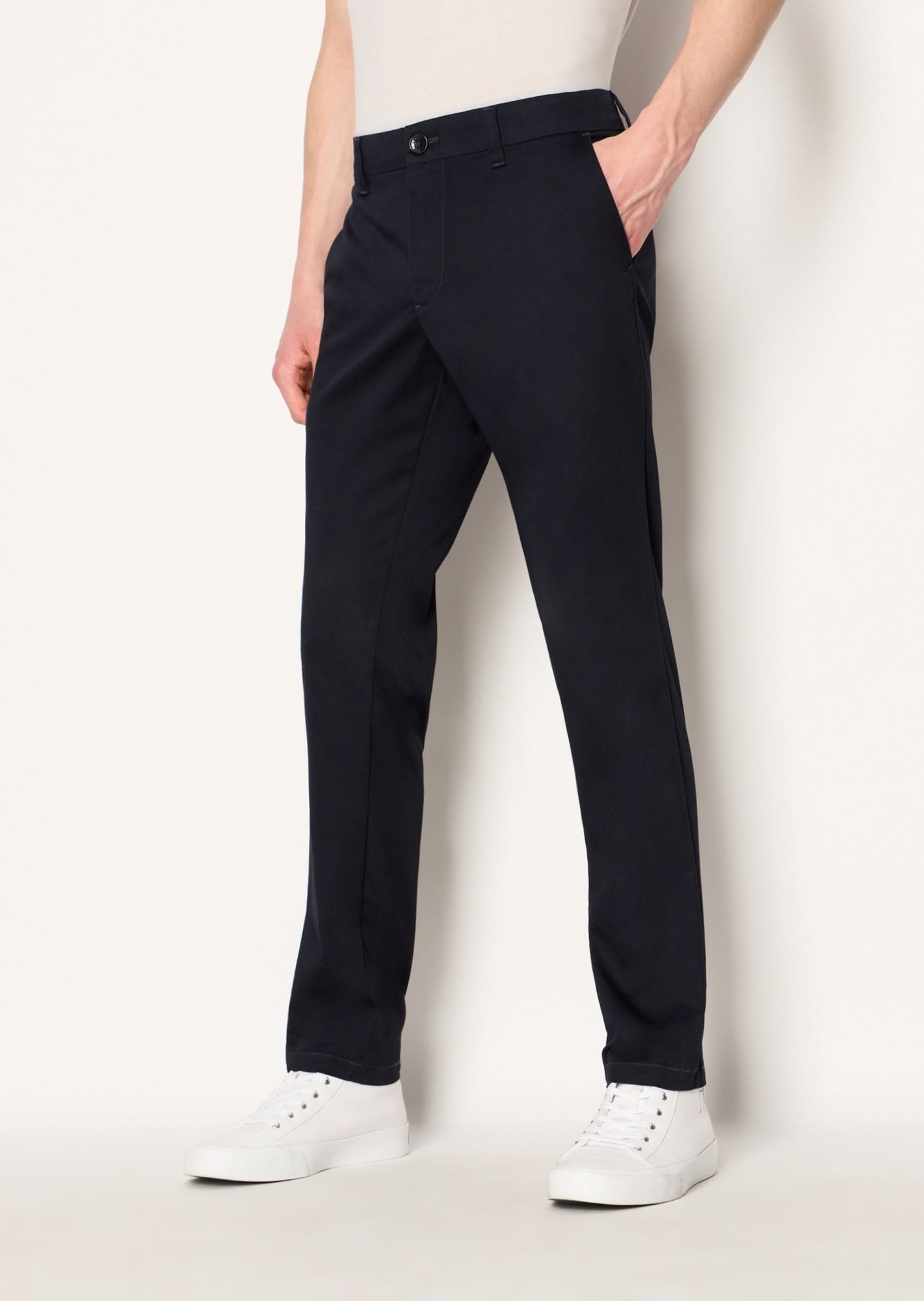 Armani Exchange Official Store Slim Fit Trousers In Ultra Stretch Twill In Black