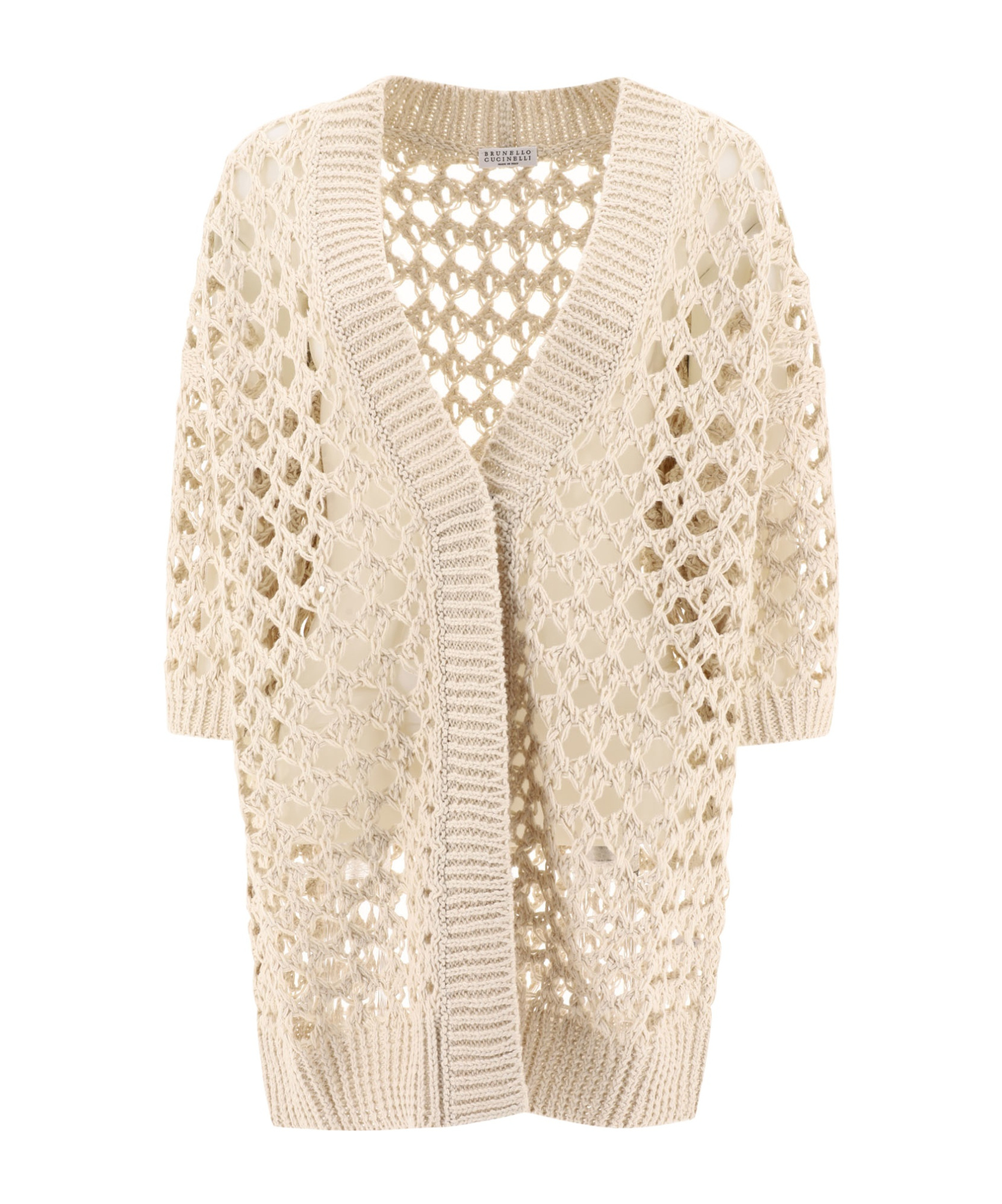 Brunello Cucinelli Women's Jute And Cotton Mesh Cardigan In Neutral
