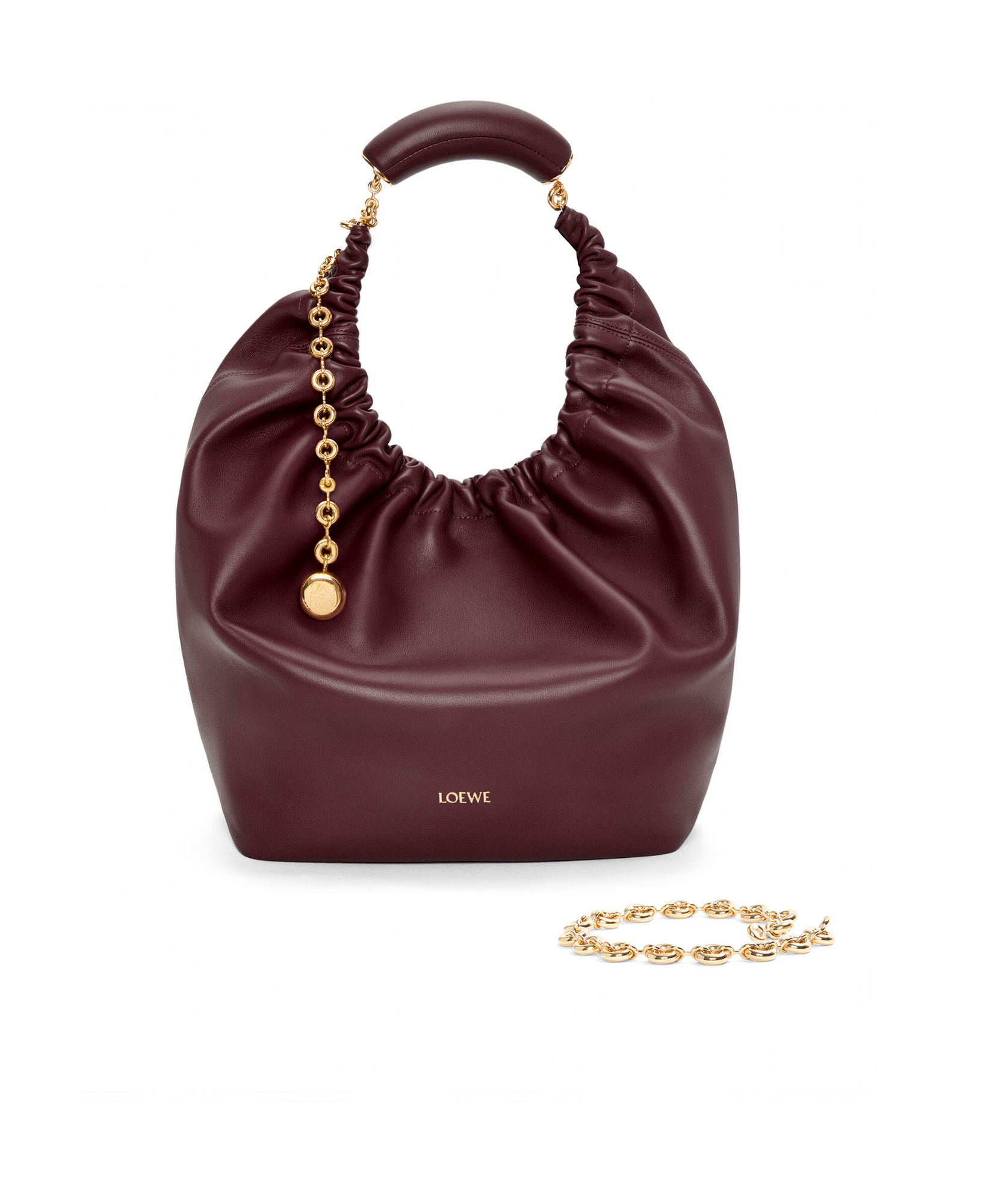 Loewe Hammock Drawstring Small Leather Shoulder Bag In Red