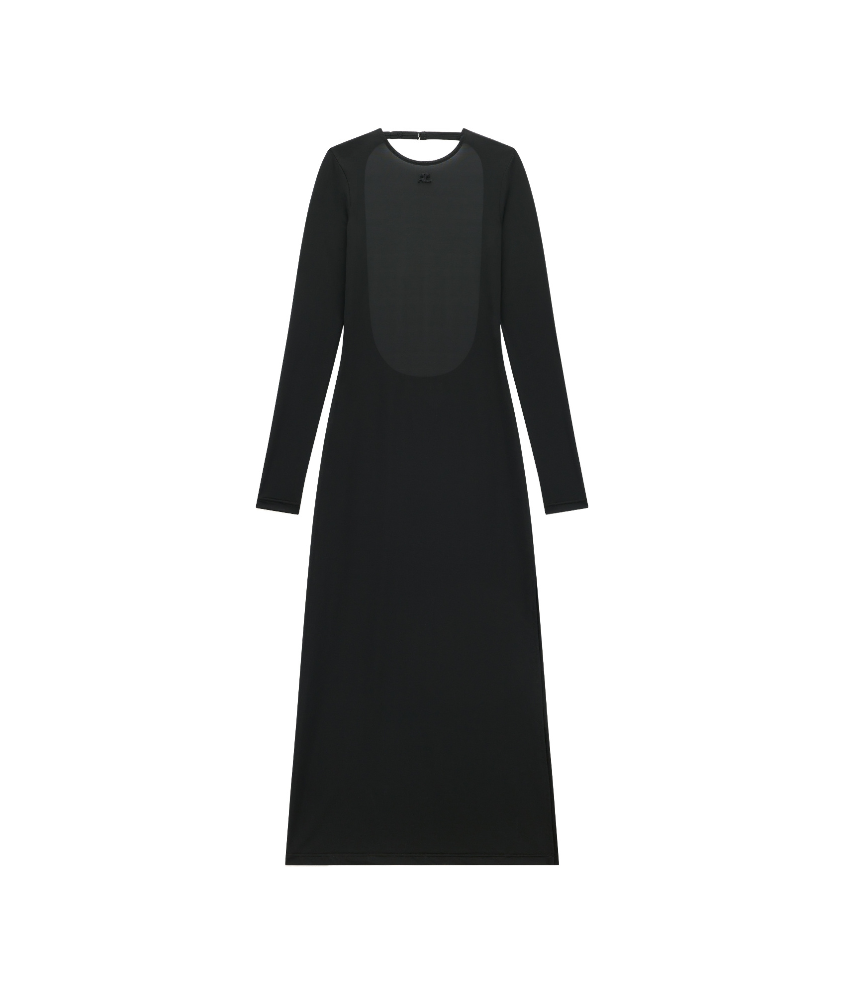 Shop Courrèges Semi-sheer Open-back Midi Dress In Black