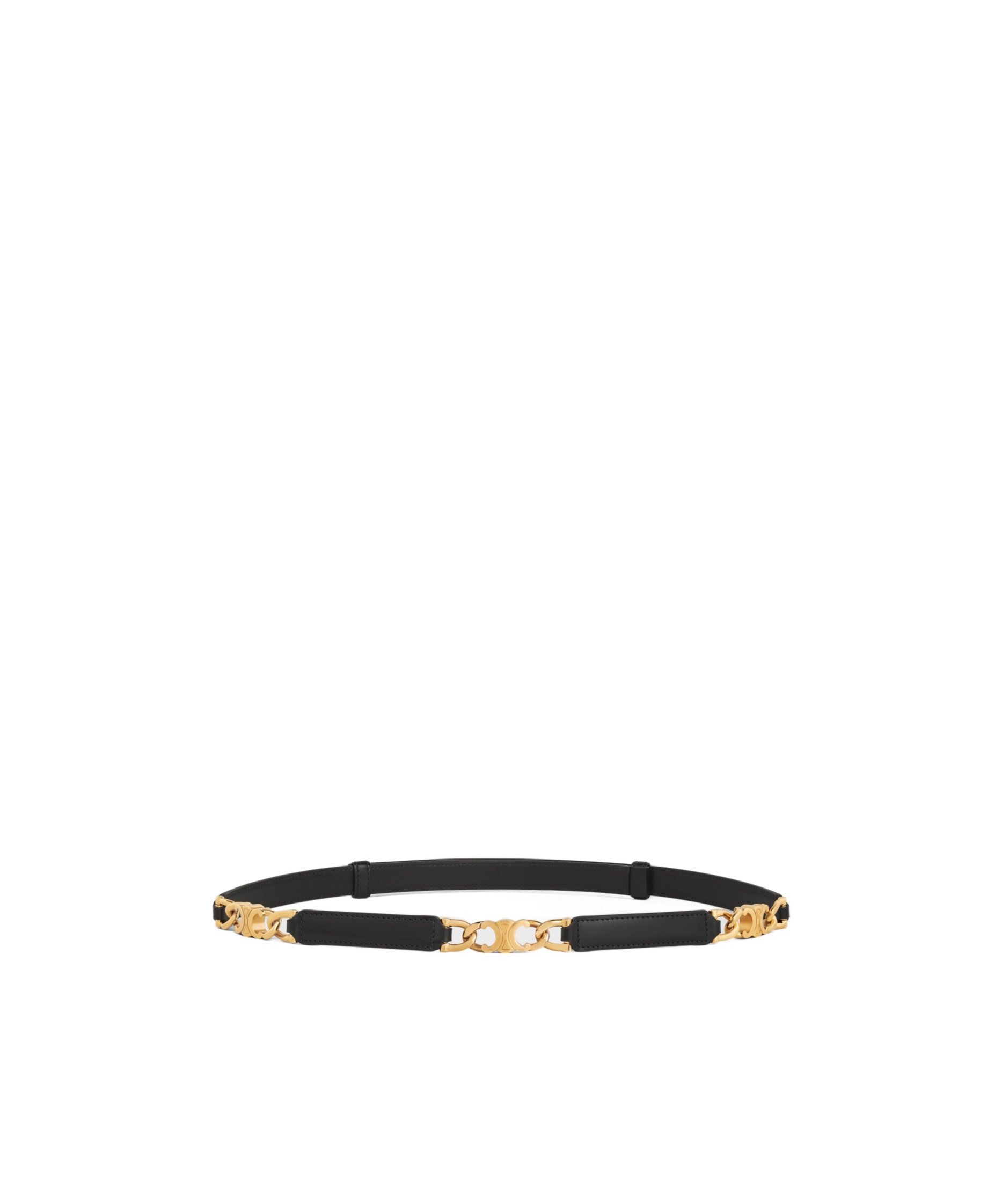 Celine Small Gourmette Triomphe Taurillon Adjustable Belt In Black