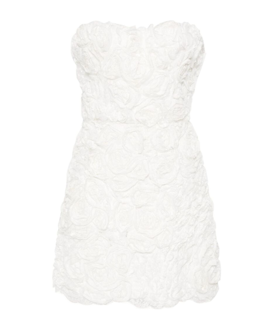 Shop Ermanno Scervino Floral-appliqu� Lace Mini Dress In White