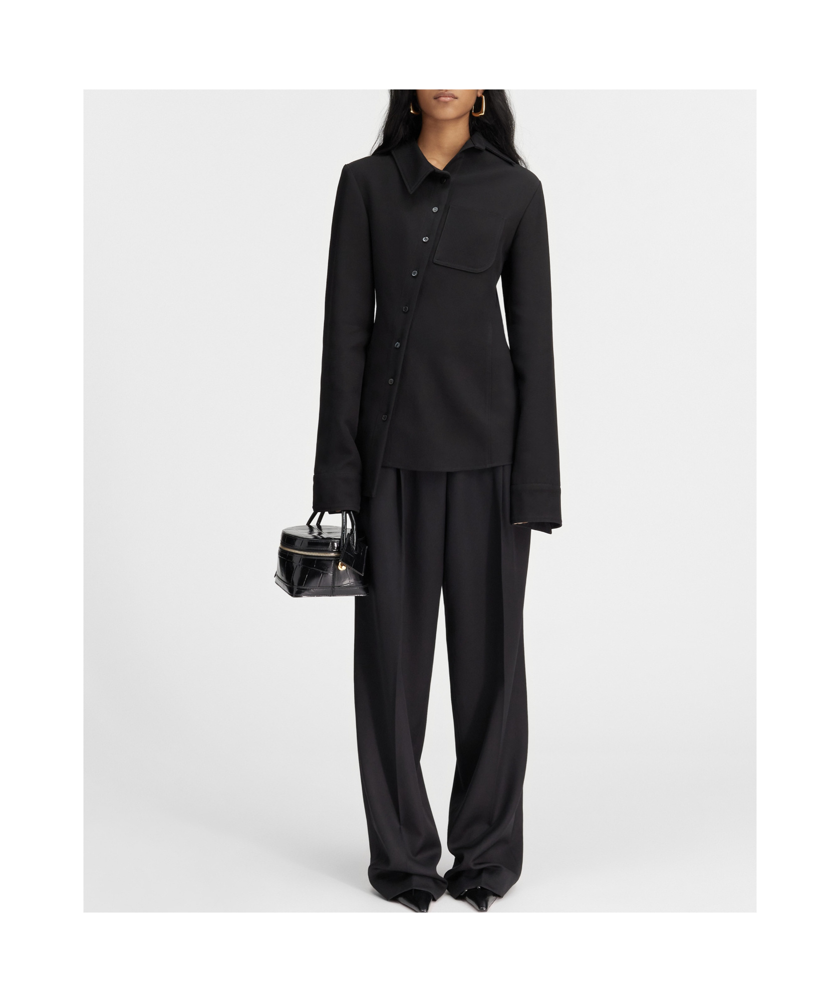 Jacquemus Asymmetric Shirt In Black