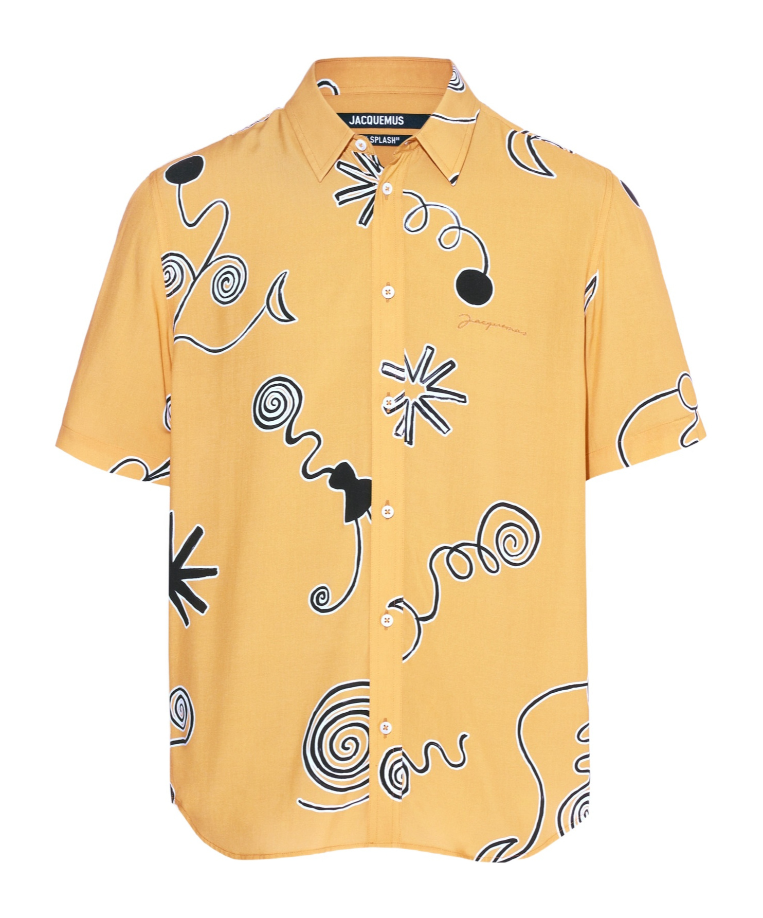 Shop Jacquemus Arty Spiral Print Short-sleeve Shirt In Yellow