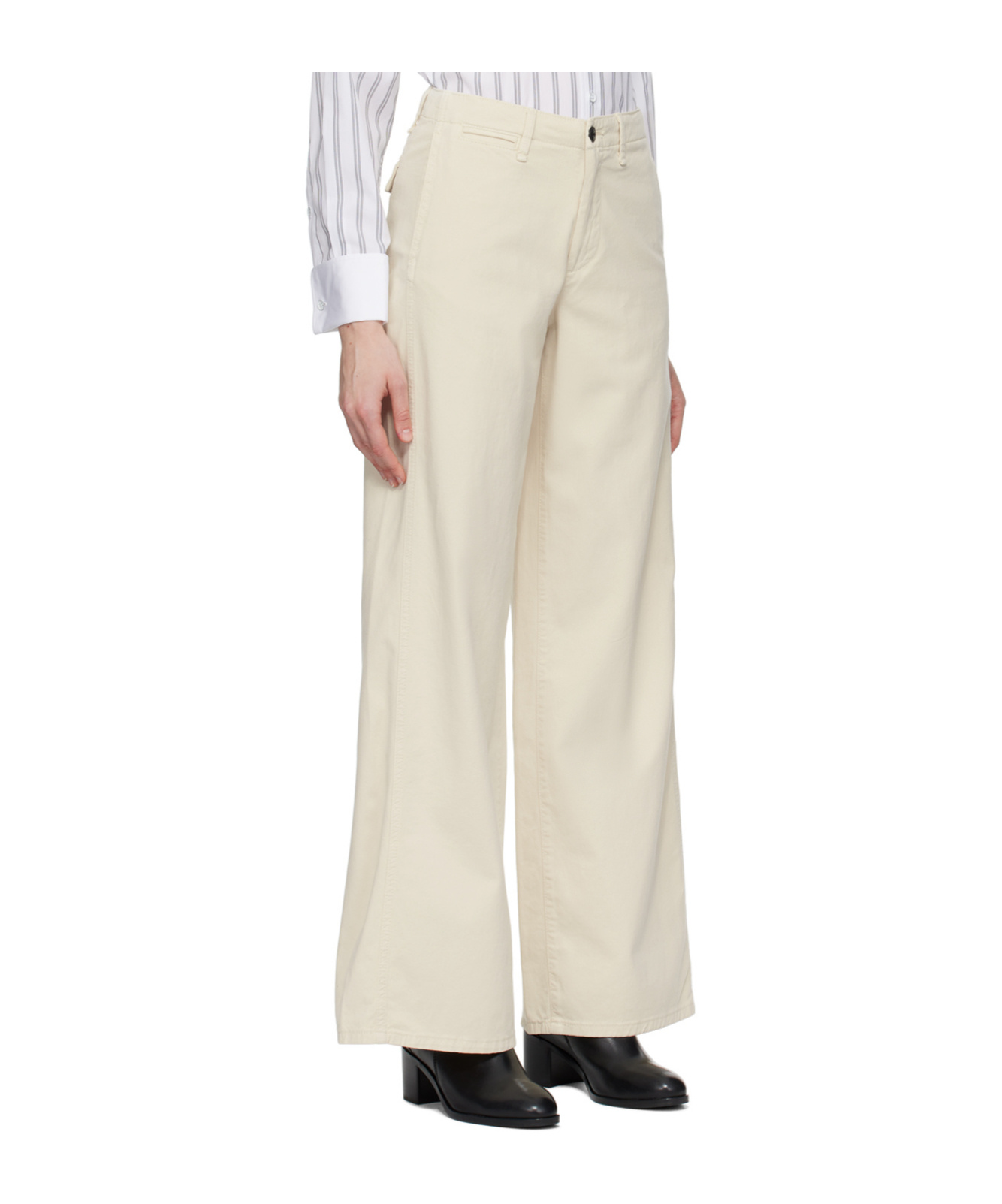Rag & Bone Sofie Wide-legged Casual Pants In White