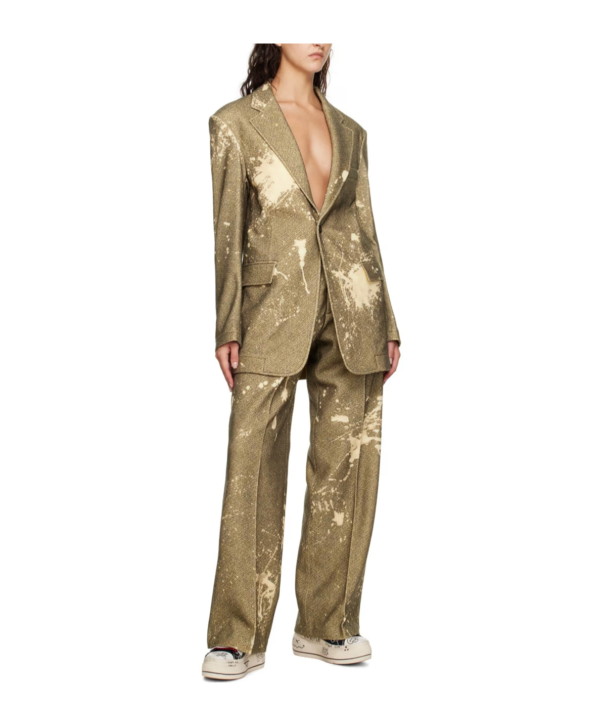 R13 Khaki Wide-leg Trousers In Green