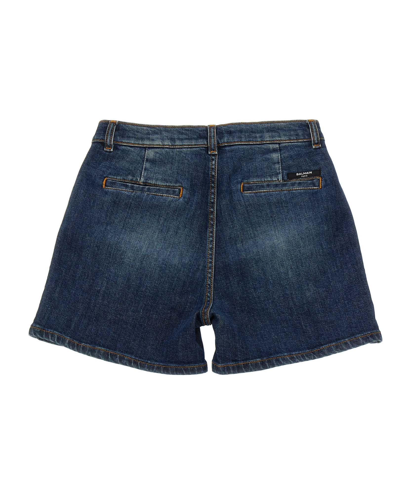 Balmain Coin-engraved Denim Shorts In Blue