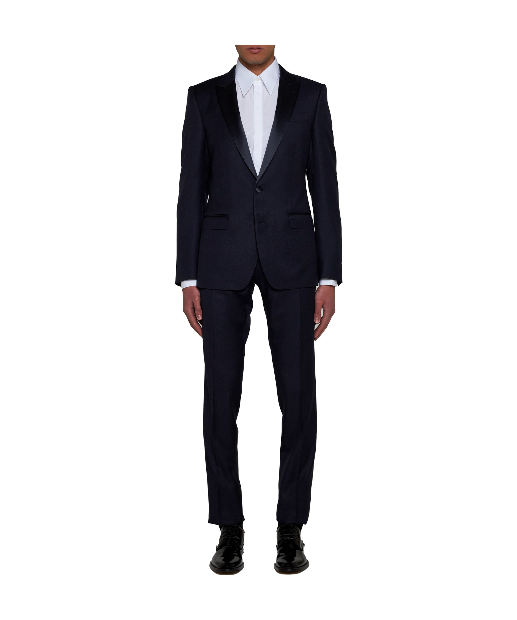 Dolce & Gabbana Contrasting Lapels Two-piece Suit In Black
