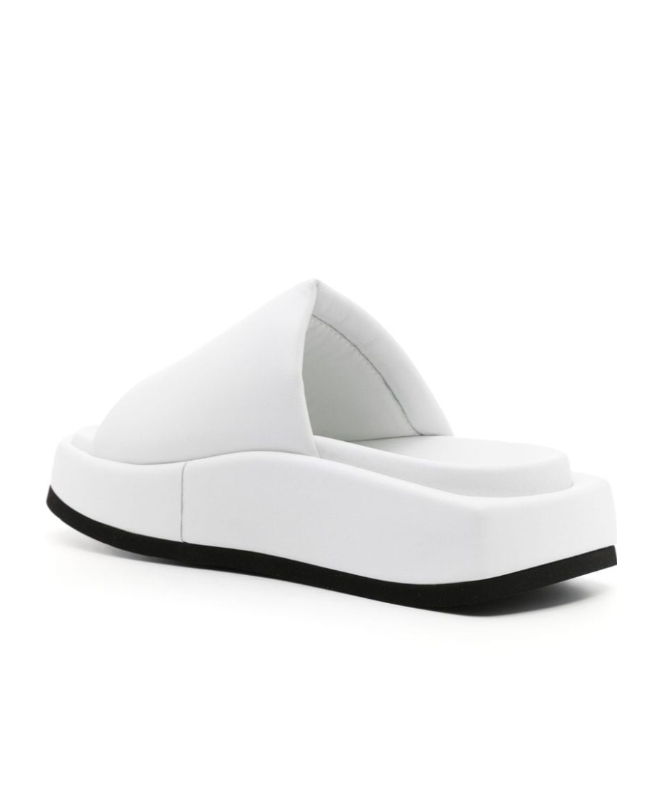 Attico Mia Leather Flatform Slides In White