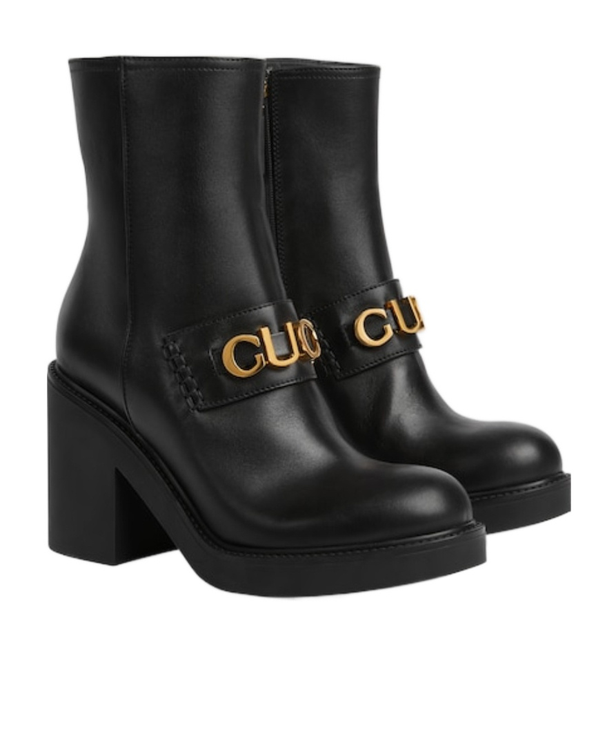 Gucci Womens Black Horsebit Block-heel Leather Ankle Boots In Black