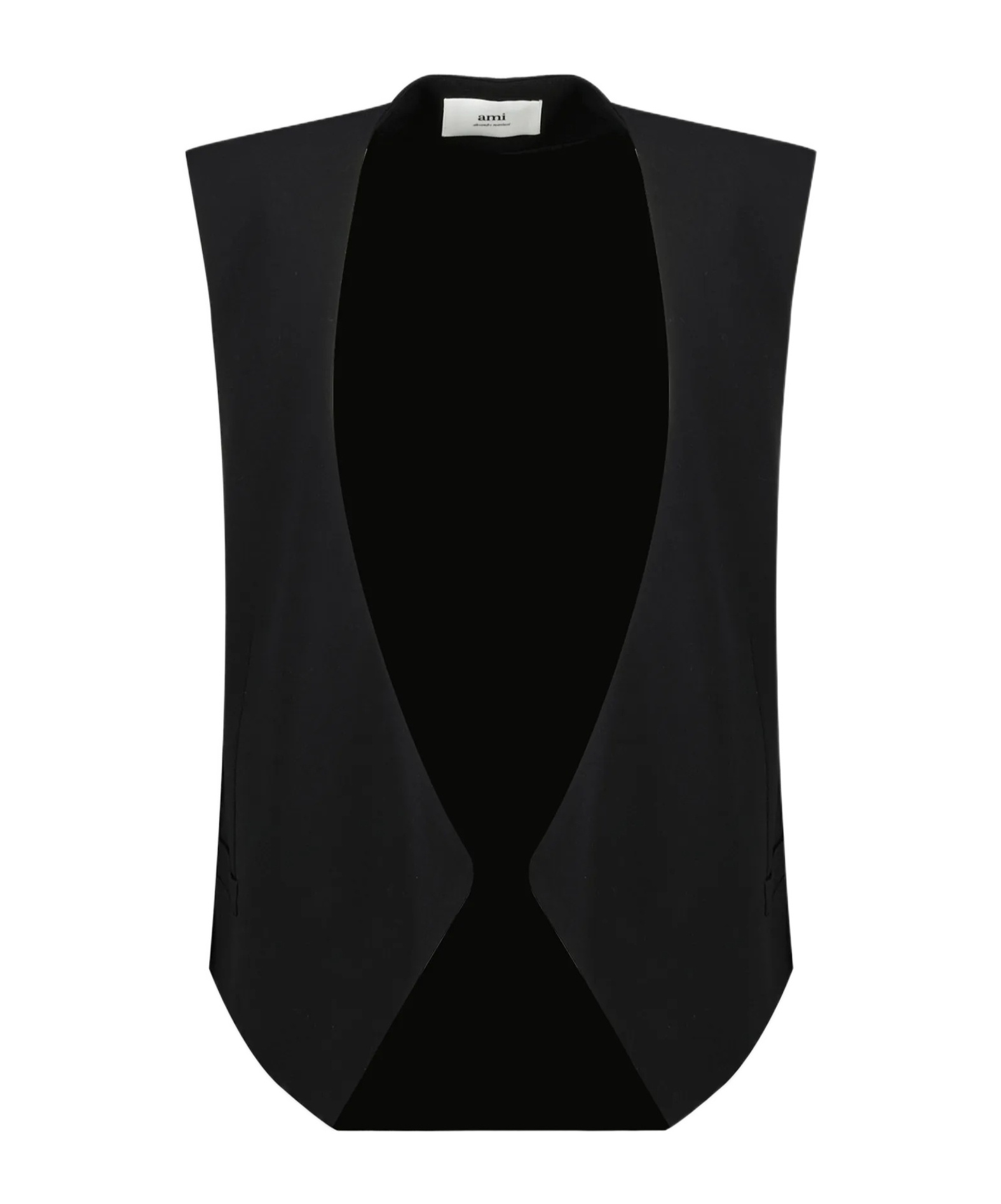 Ami Alexandre Mattiussi Ami Paris Open-front V-neck Waistcoat In Black