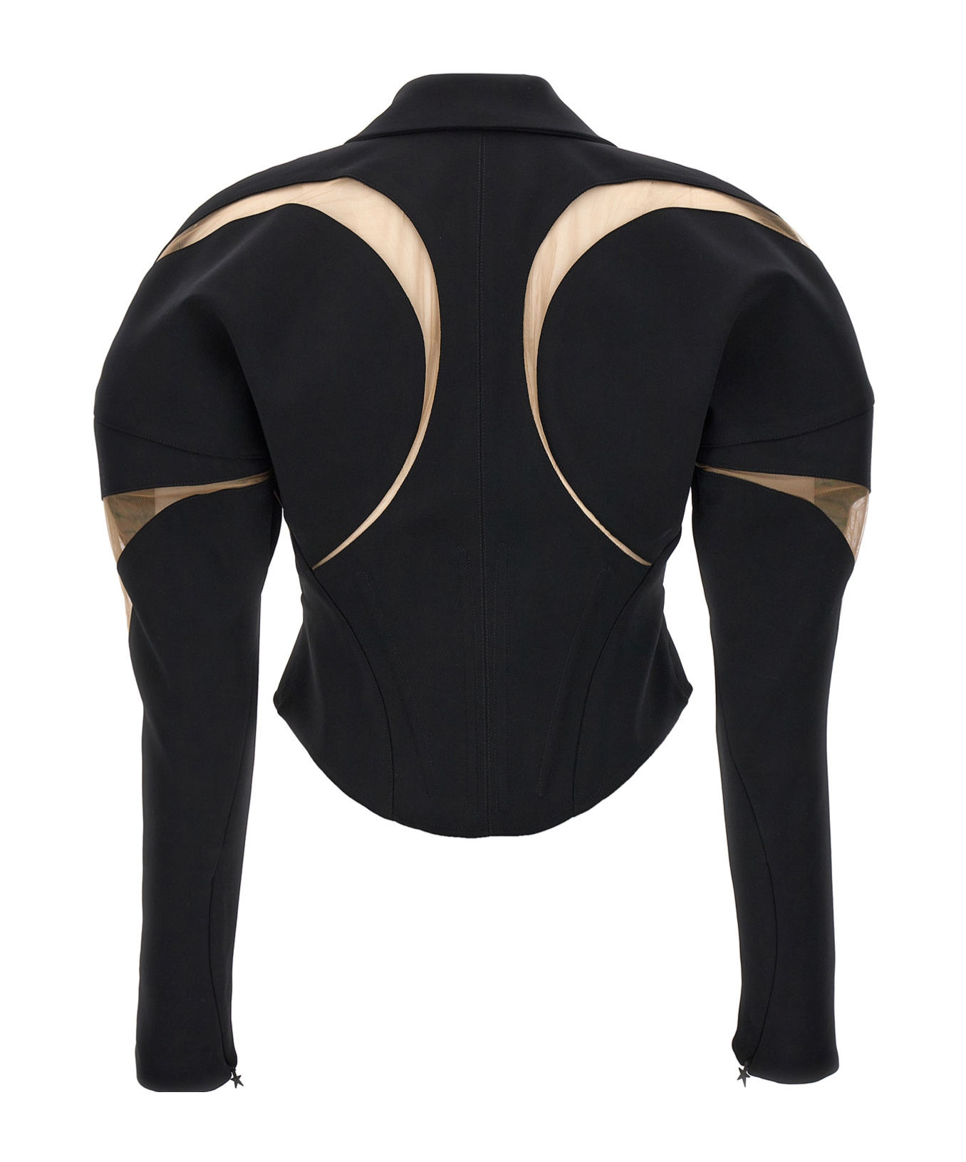 Mugler Mesh Insert Blazer Blazer And Suits Black In Black
