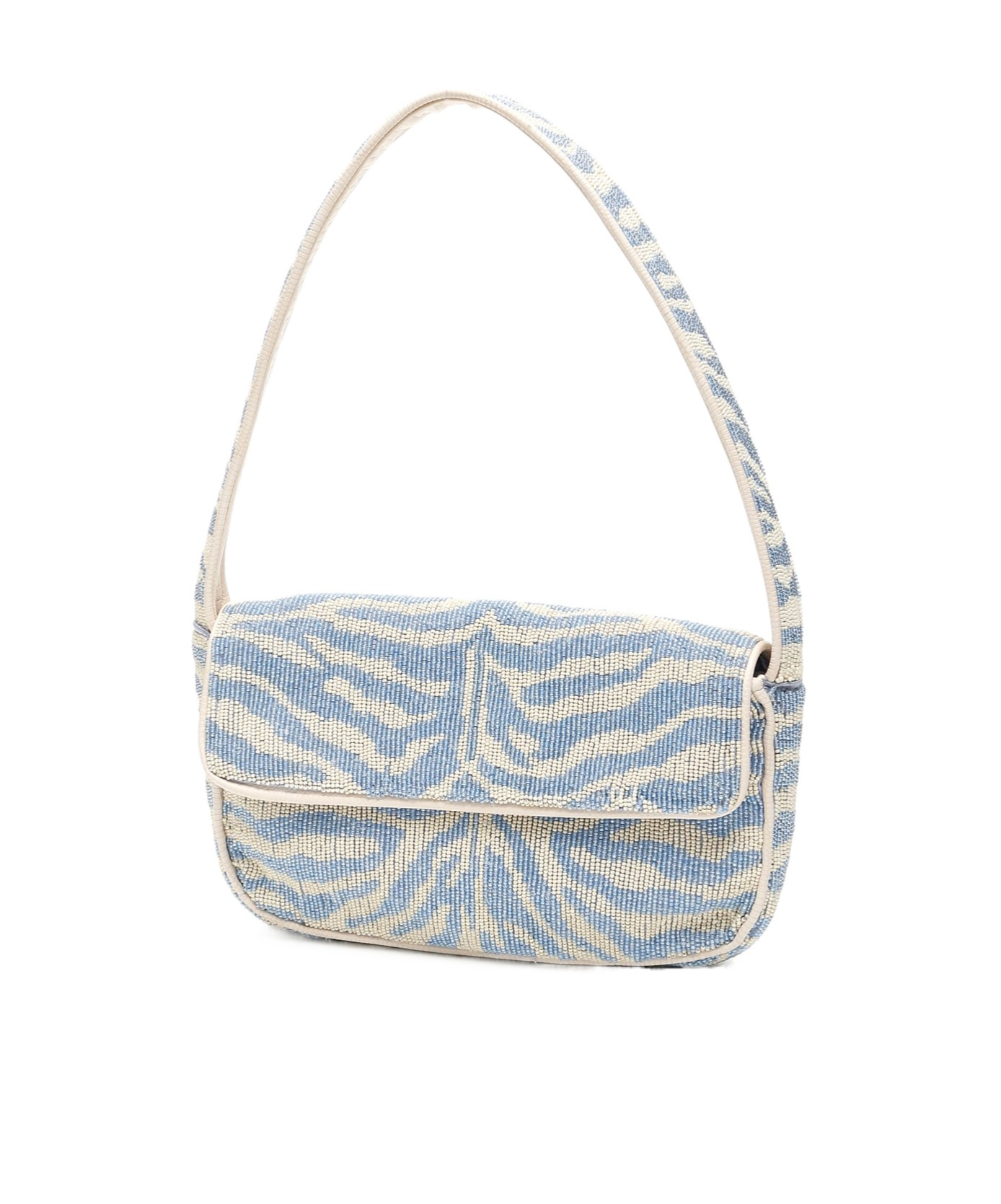 STAUD TOMMY BEADED ZEBRA PATTERN SHOULDER BAG