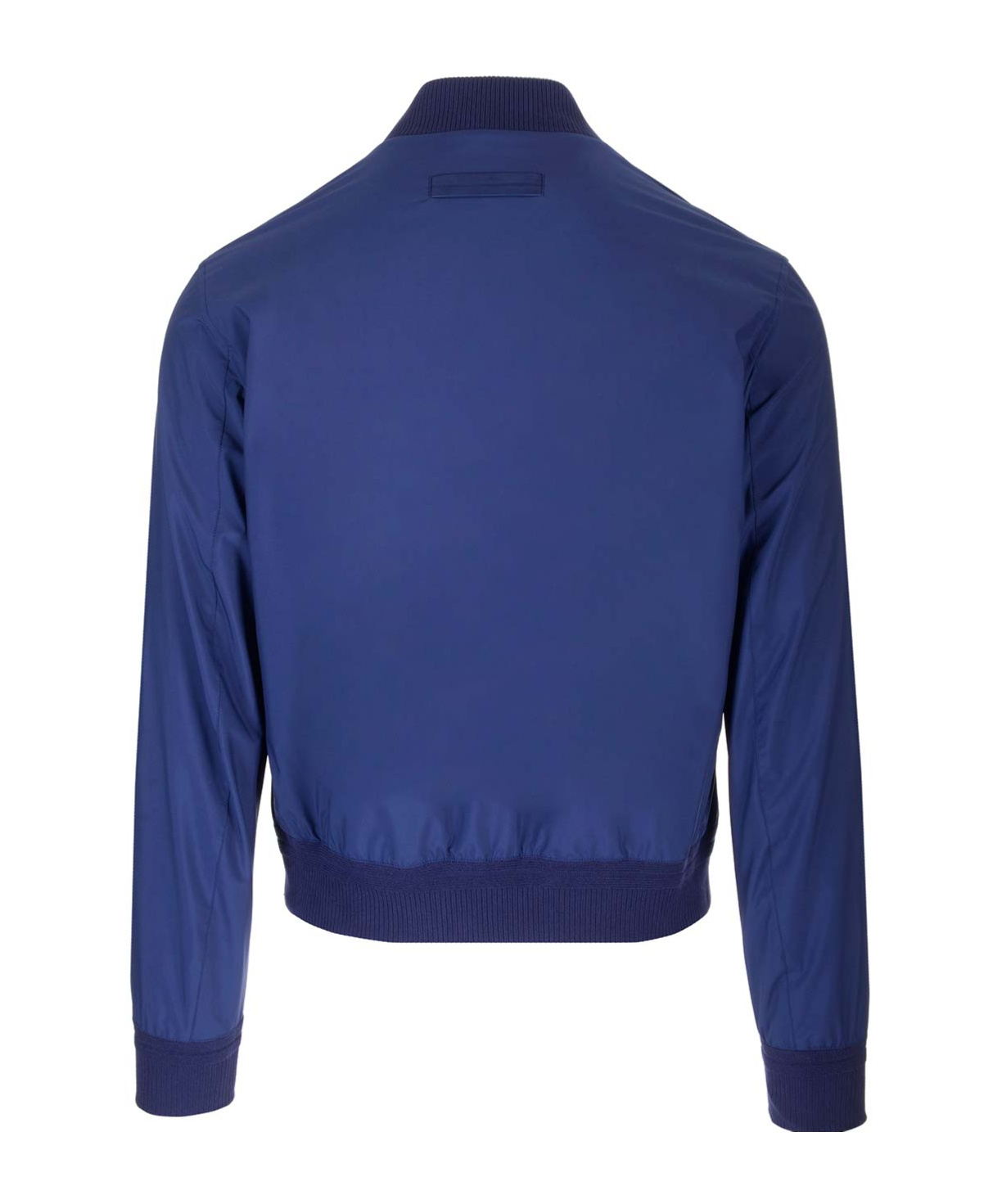 Zegna Zip-up Bomber Jacket In Blue