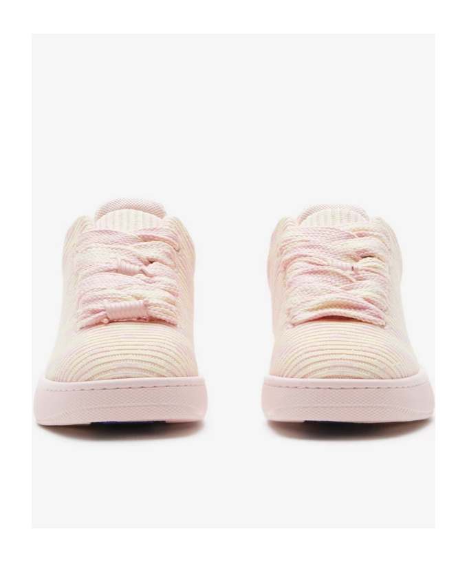 Burberry Embroidered Fabric Box Sneakers For Women In Nude