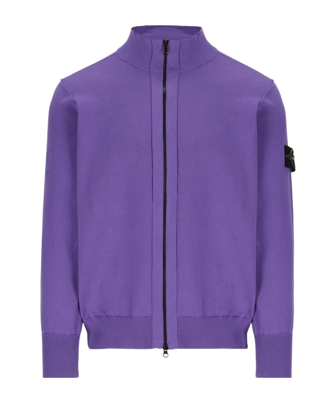 Stone Island Long-sleeved Zipper Sweater In Purple