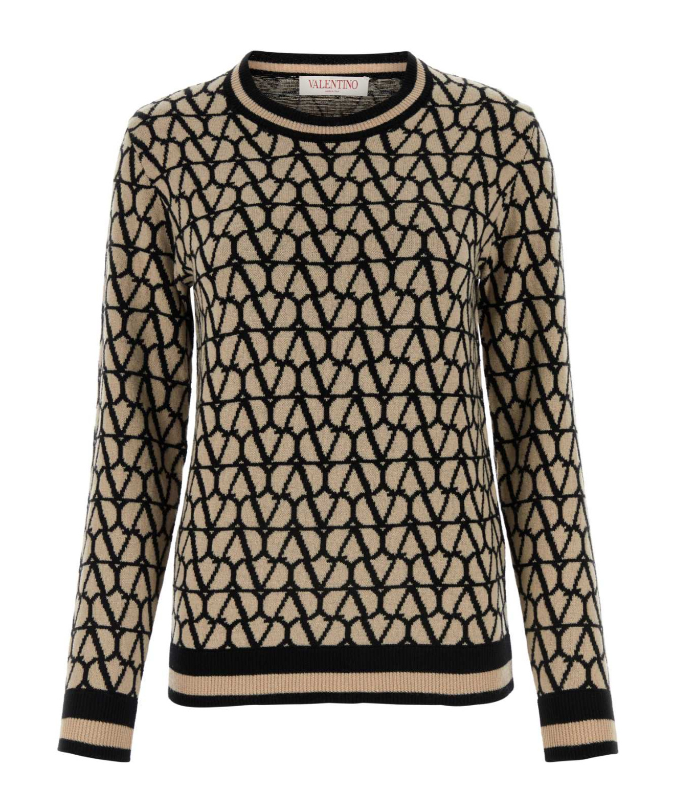 VALENTINO TOILE ICONOGRAPHE JUMPER IN WOOL AND JACQUARD