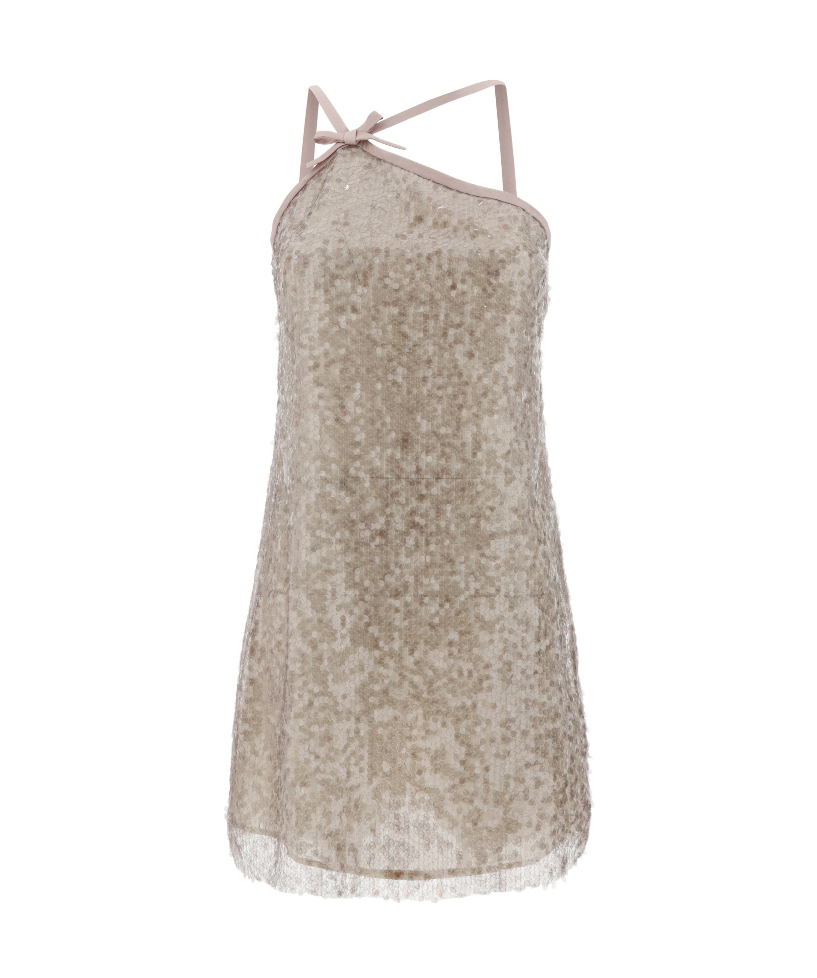 Msgm Gray Sequin Minidress In Nude