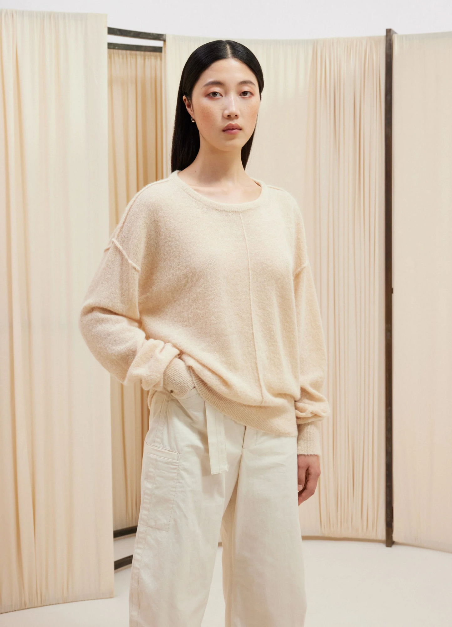 Lemaire Seam-detail Knit Jumper In Nude