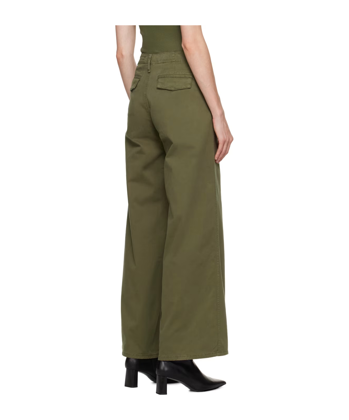 Rag & Bone Twill Wide-legged Casual Pants In Green