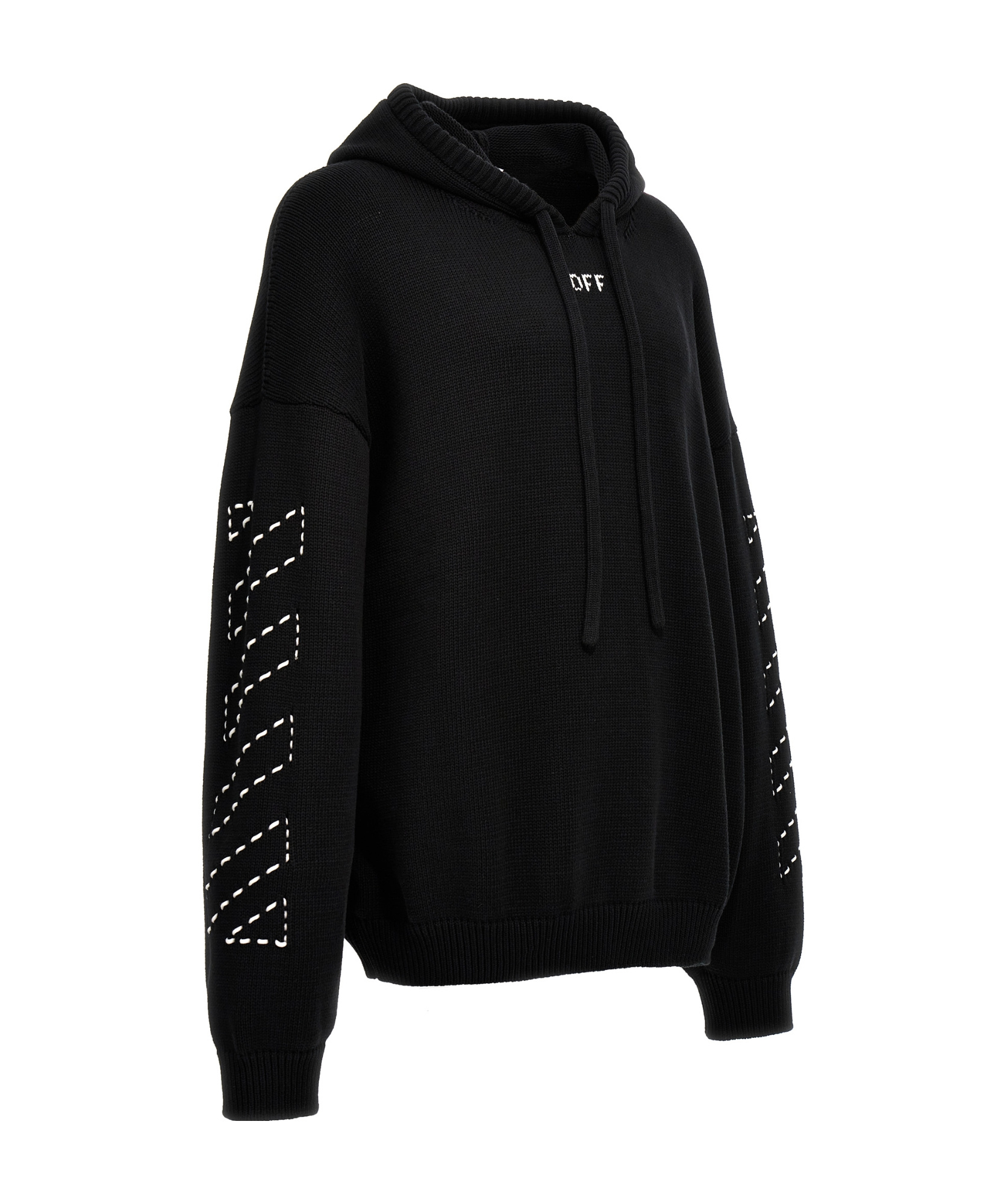 Off-white Off White 'stitch Arr Diags' Hooded Sweater In Black