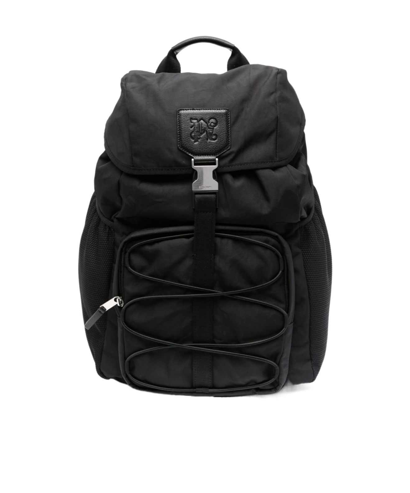 Palm Angels Logo Patch Foldover Top Backpack In Black