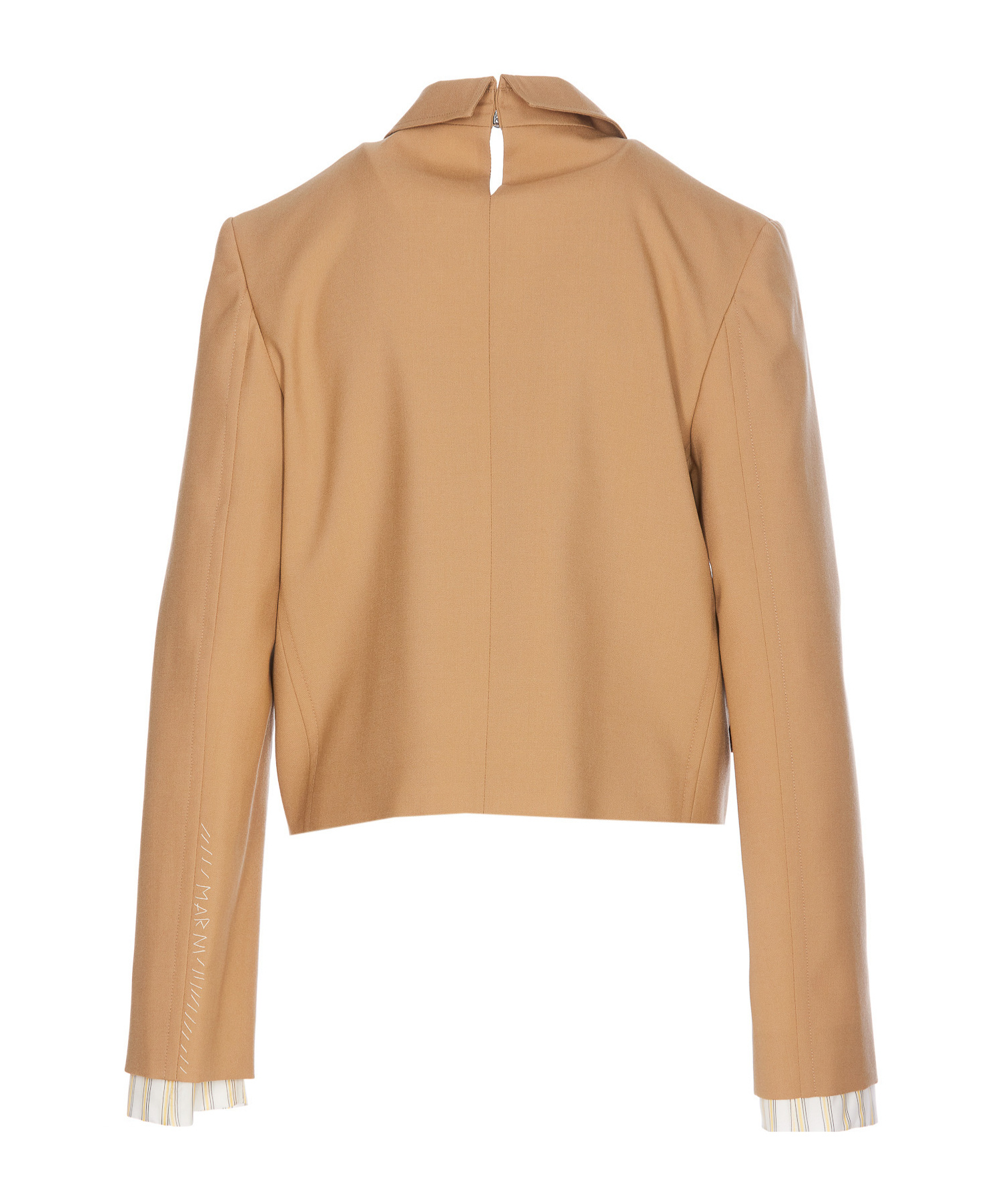 Marni Short Wool Blend Jacket In Nude