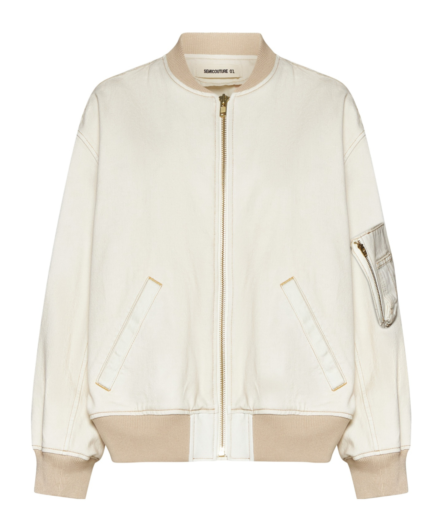 Semicouture Rosaline Twill Bomber Jacket In White