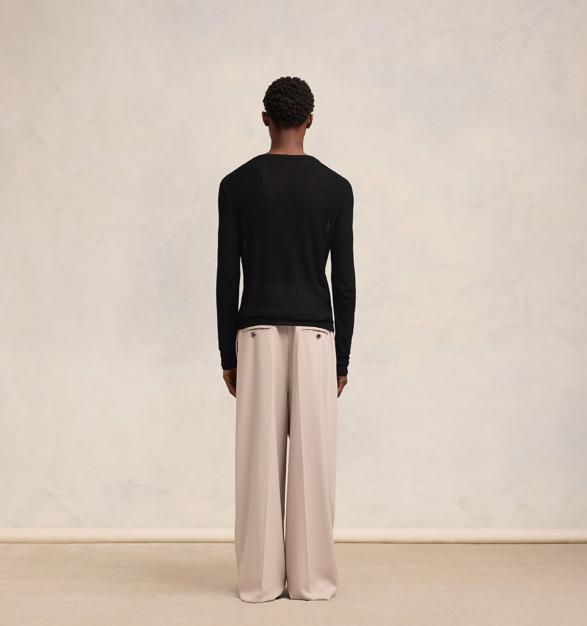 Shop Ami Alexandre Mattiussi Round-neck Long-sleeved Sweater In Black