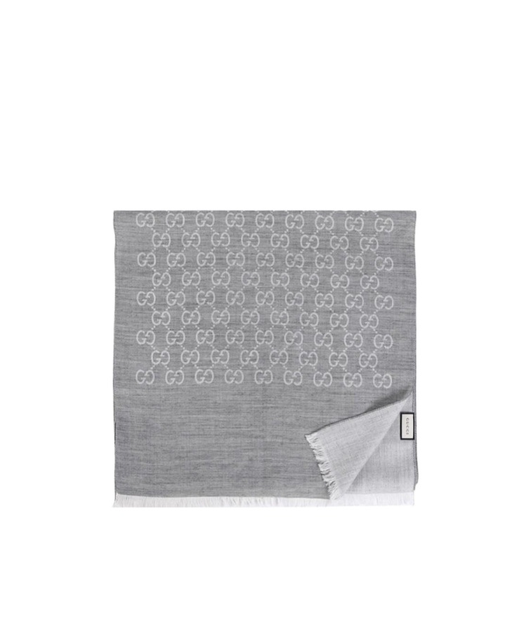 Gucci Double-sided Fringed Scarf In Gray