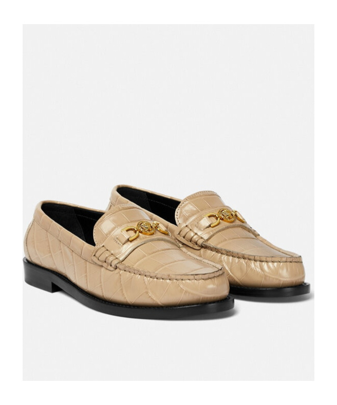Versace Medusa 95 Embossed Slip-on Loafers In Nude