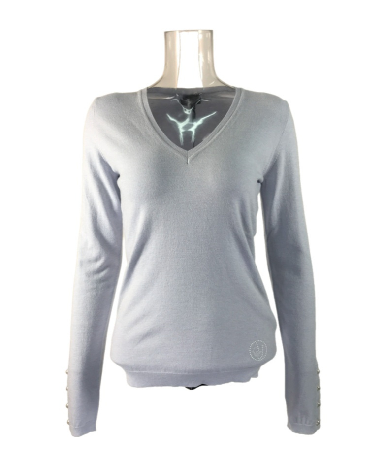 Armani Jeans V-neck Long-sleeved Sweater In Gray